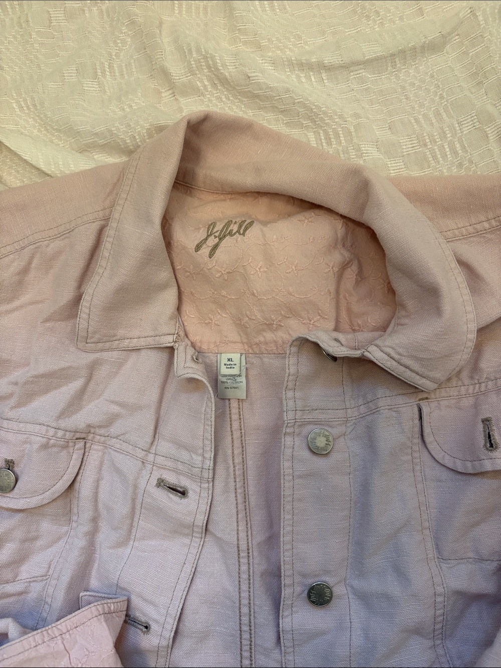 J. Jill Pale Pink Denim-Style Jacket with Collar